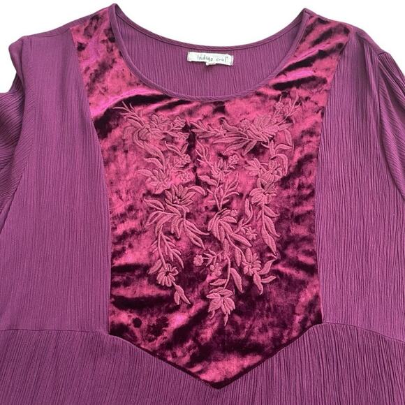 Indigo Soul Purple Bell Sleeve Top Boho Velvet Detail Size 2XL Whimsigoth - Picture 4 of 10
